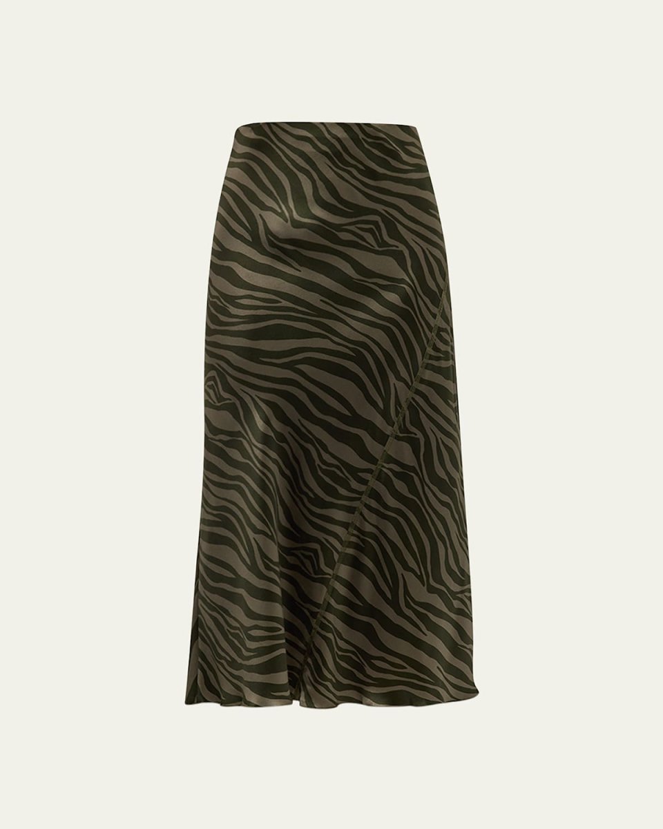 Silk Charmeuse Zebra Stripe Maxi Skirt